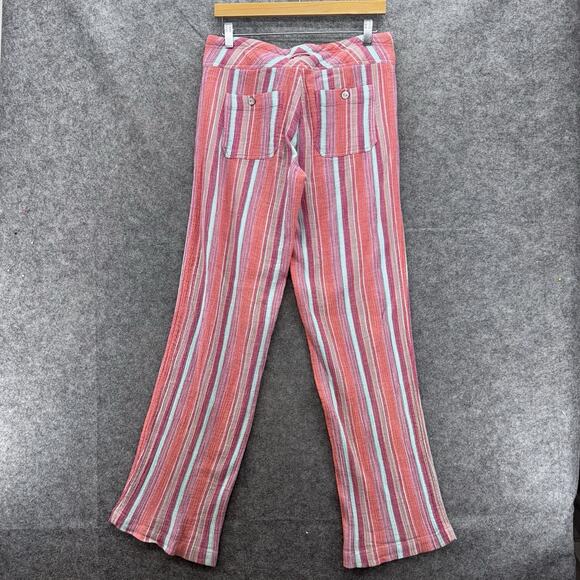 Sundance Womens Gigi Pants XS Pink Stripe Cotton Gauze Wide Leg Festival Beach - Picture 5 of 10